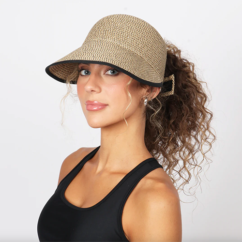 Marled Straw Framer Back Bow Cap